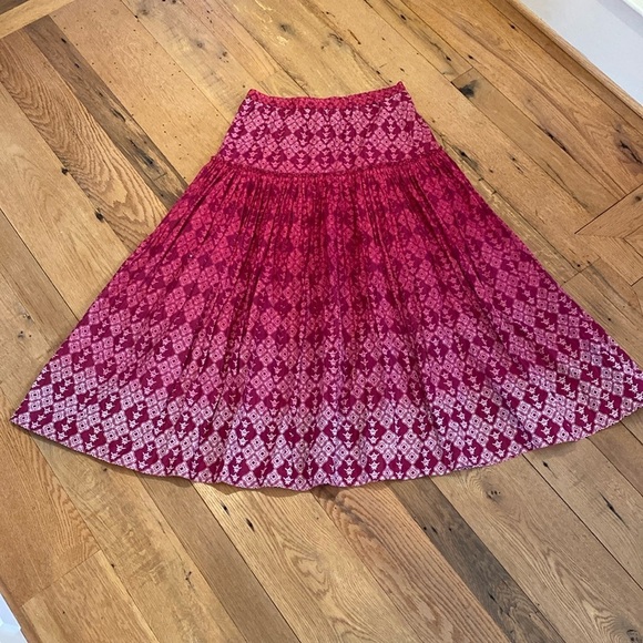 Coldwater Creek Pink Ombré Tiered Lined Broomstick Cotton Elasticated Waist M - Picture 1 of 7